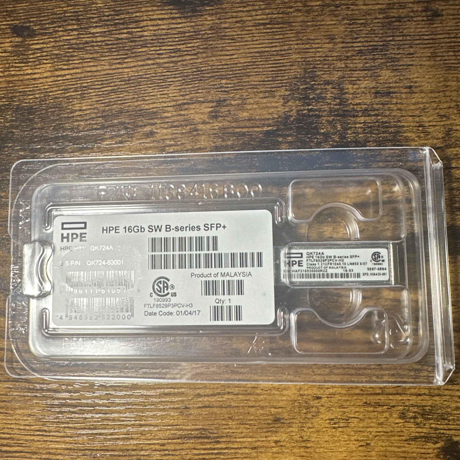 HPE QK724A 16GB FC Short Wave SFP+ LC Transceiver HP 656435-001 