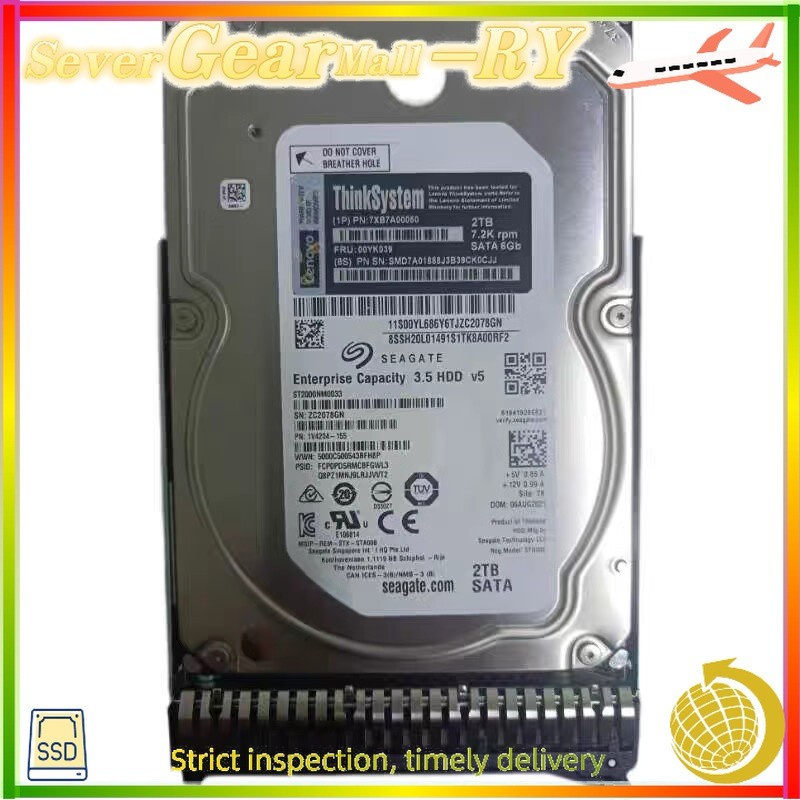 New FIT FOR Lenovo 7XB7A00050 00YK039 2TB 3.5" SATA 7200rpm Internal Hard Driv