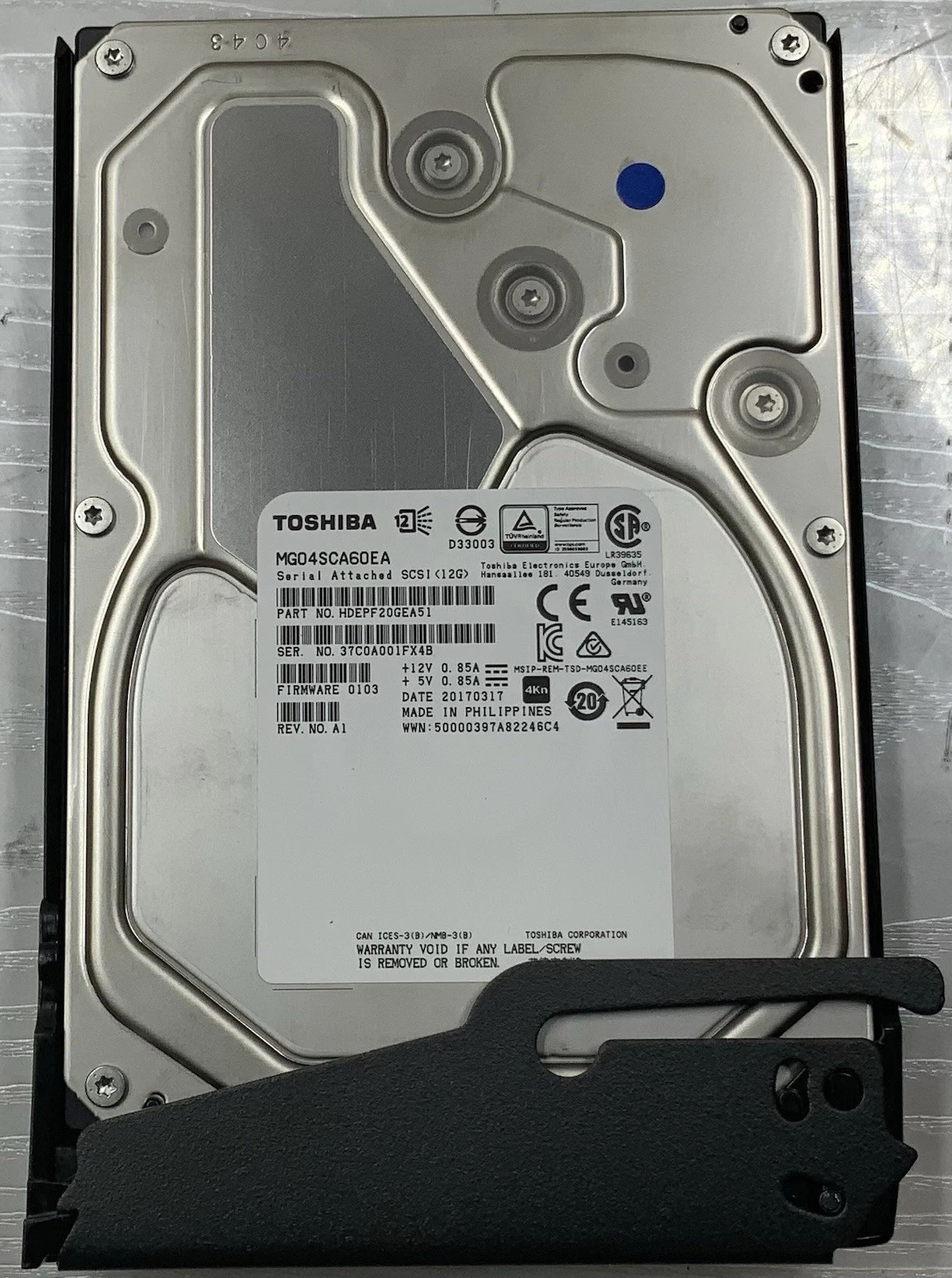 Lot of 3 Toshiba 6TB 7.2K 12Gb/s SAS 3.5" HDD w/ Caddy | MG04SCA60EA **READ**