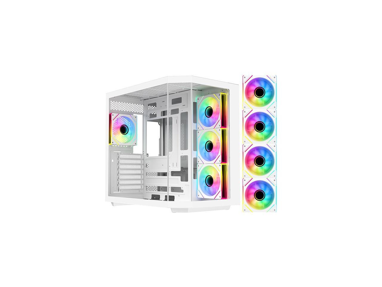 DIYPC ARGB-N3-W White USB3.0/ Type C Tempered Glass E-ATX /ATX Gaming Computer C