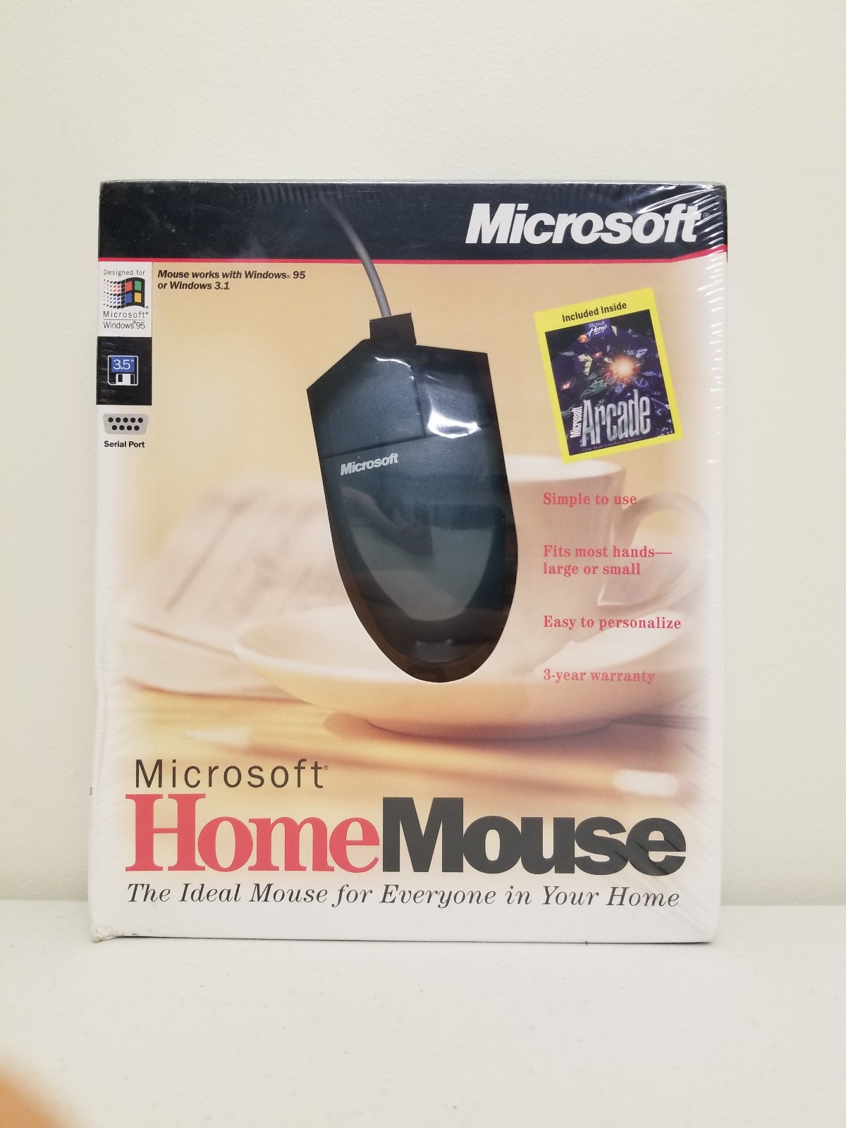 RARE Vintage 1996 Microsoft Home Mouse w/Arcade 9-PIN Serial GREEN - NEW SEALED