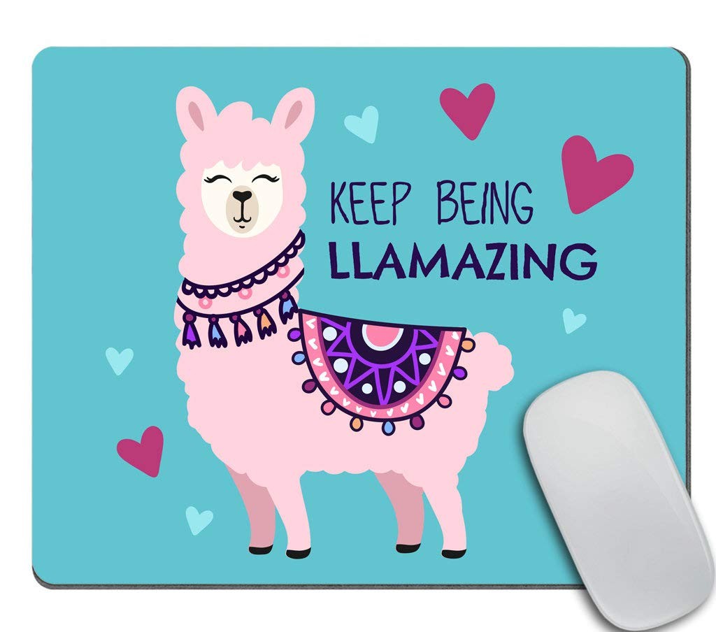 Cute Llama and Heart Mouse Pad Custom, Keep Being llamazing Quote Customized ...