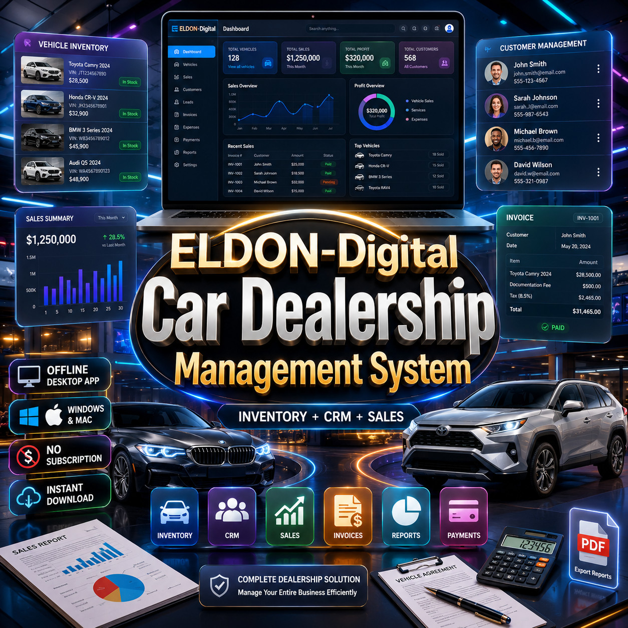 Car Dealership Management Software USB Drive Windows Mac Inventory CRM Invoice