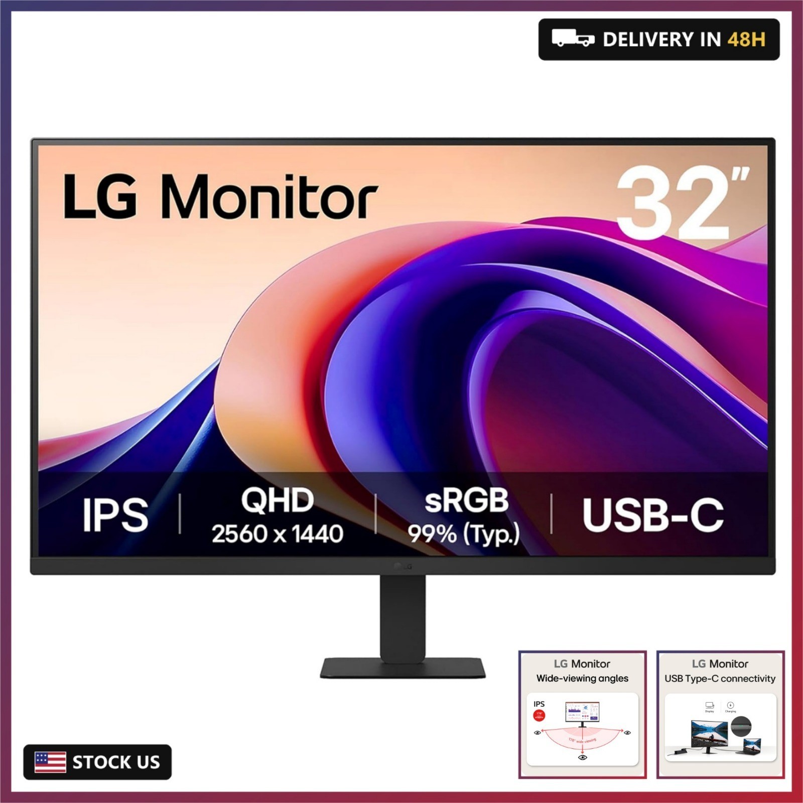 32U631A-B 32-inch QHD (2560 x 1440) IPS Computer Monitor, 100Hz, 5ms, HDR10, Rea