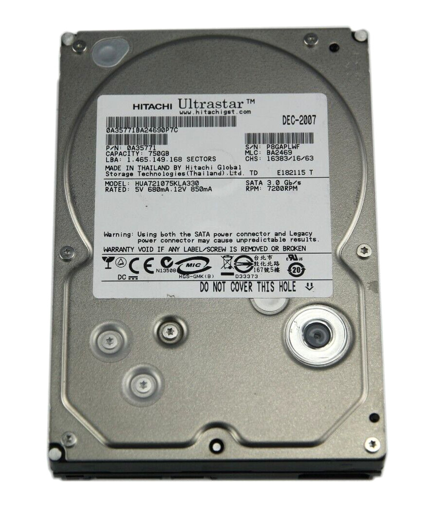 Hitachi Ultrastar A7K1000 750GB 7.2K SATA 3Gb/s 3.5" HDD HUA721075KLA330