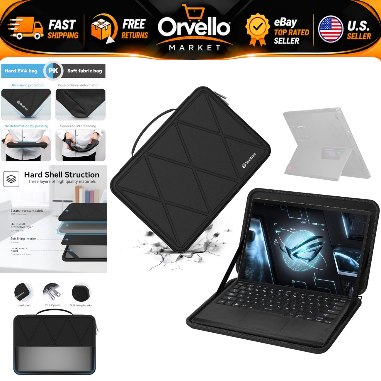Hard Protective Sleeve Case for 13.4" ASUS ROG Flow Z13, Shockproof & Lightweigh