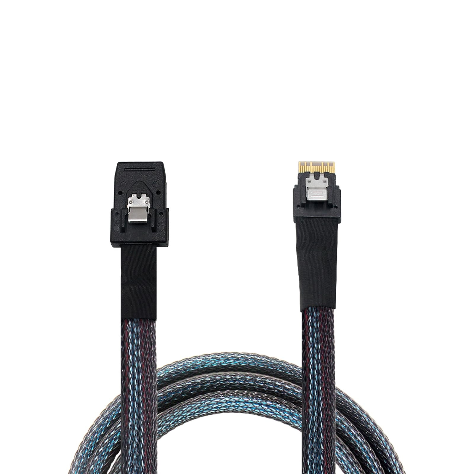 2 PCS Slim Line SAS 4.0 SFF8654 4i 38 Pin To Mini SAS SFF8087 1.6FT Black