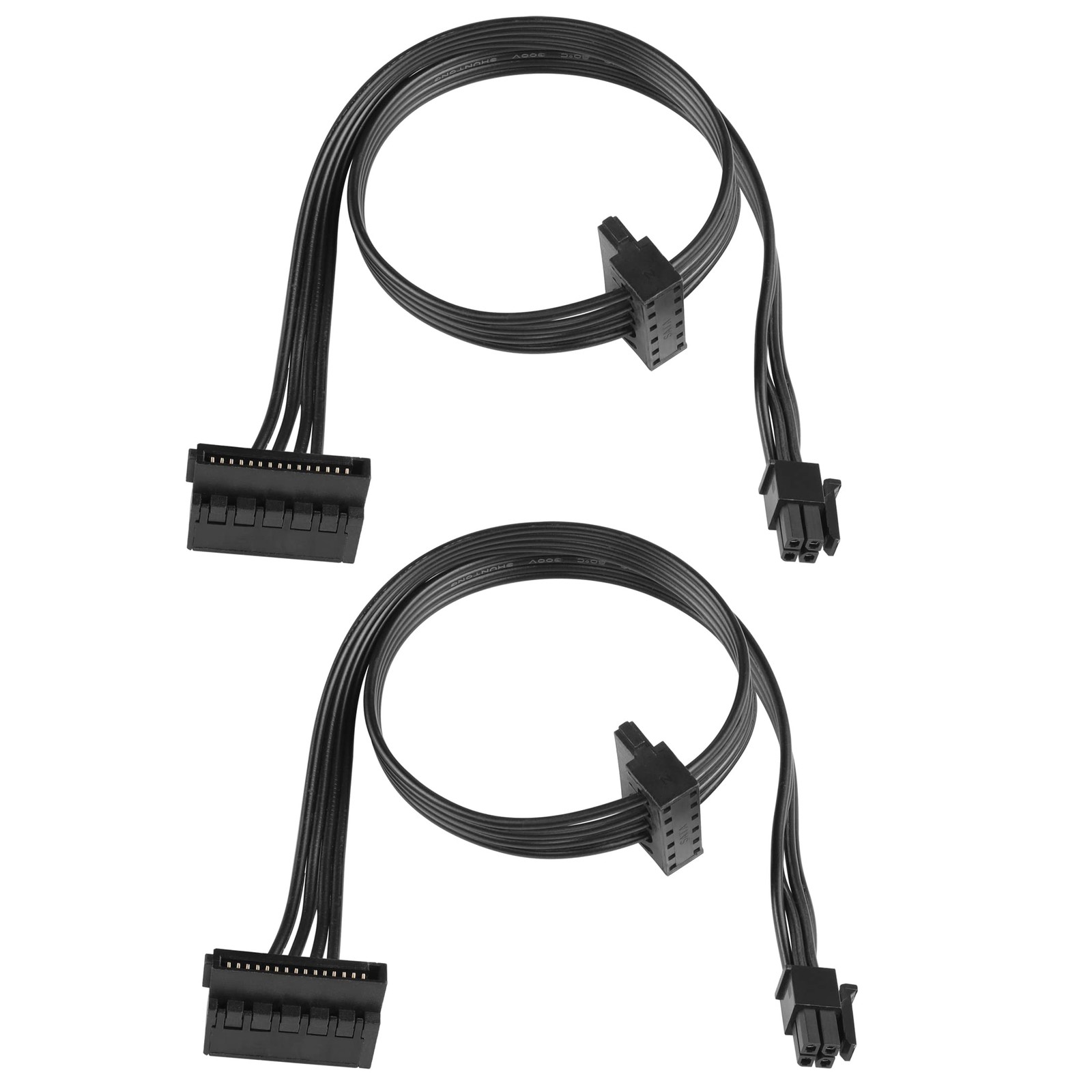 Motherboard ATX Mini 4Pin To 2X RightAngle 15 Pin SATA Power 45CM 2 PCS