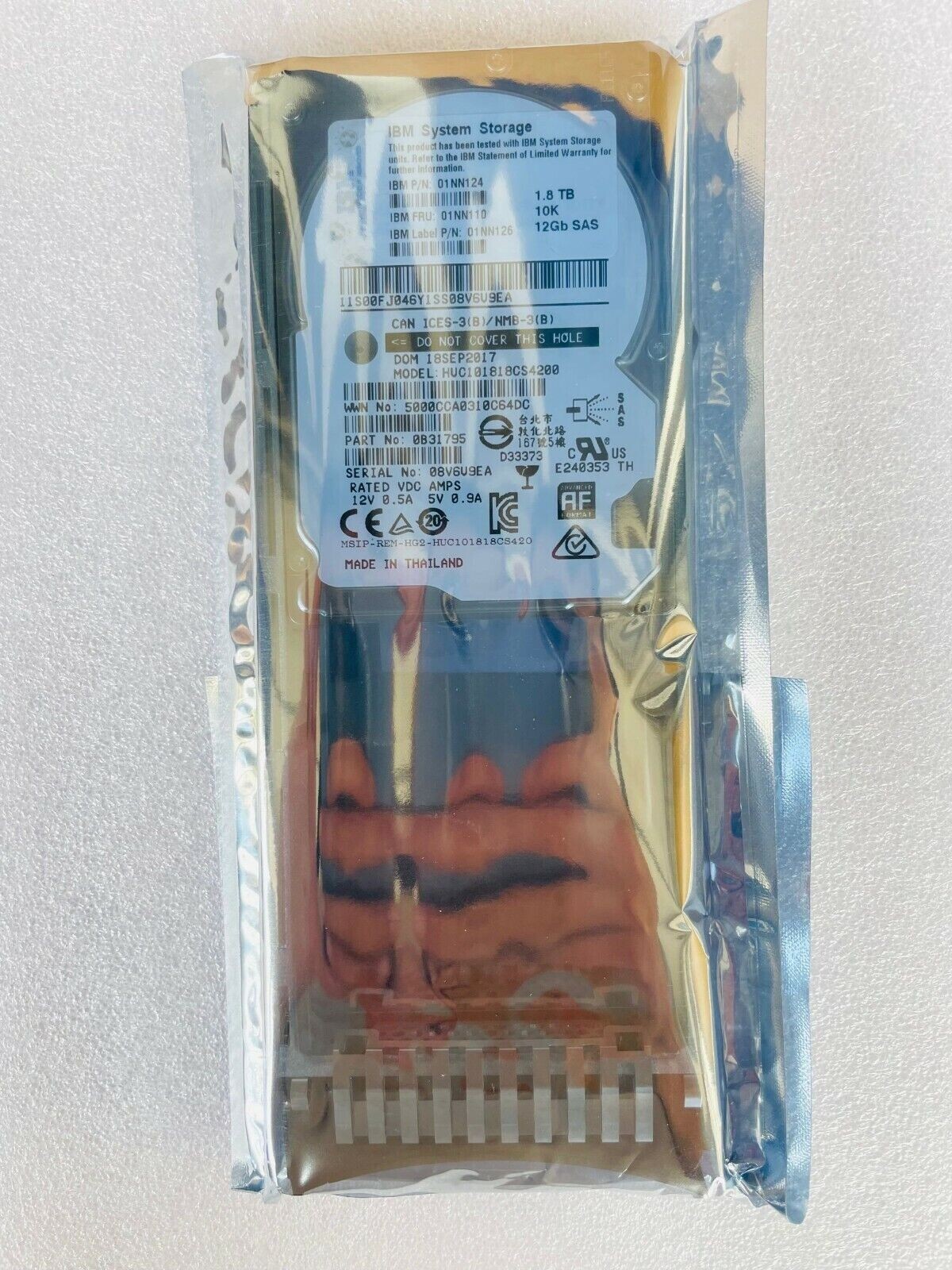 IBM 1.8TB 01NN126 01NN124 01NN110 1.8TB 10K 12Gb/s 2.5" V7000 server Hard Drive