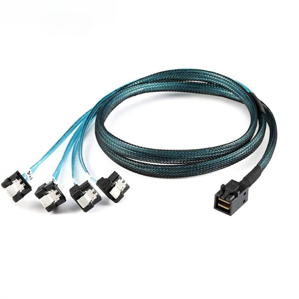 Mini SAS HD SFF-8643 to 4X SATA 90 Degree Internal Server High Speed Data Cable