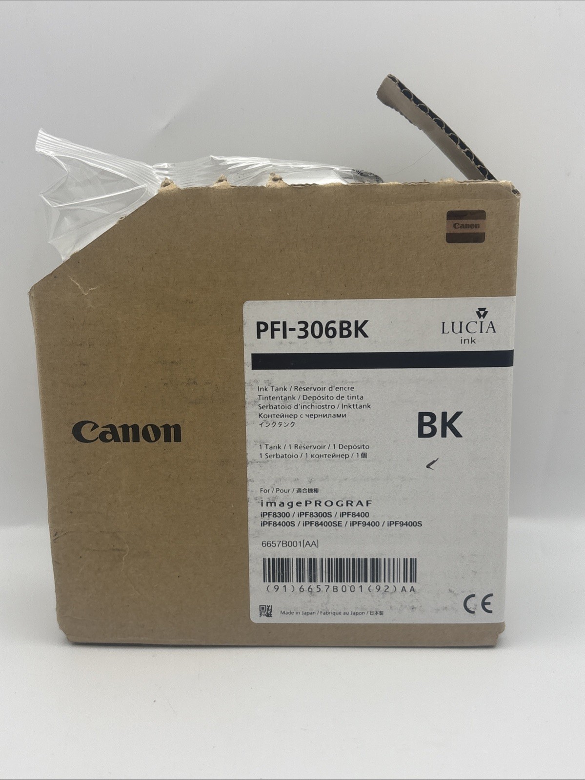 Canon PFI-306BK Black Ink Tank EXP 2021 Open box