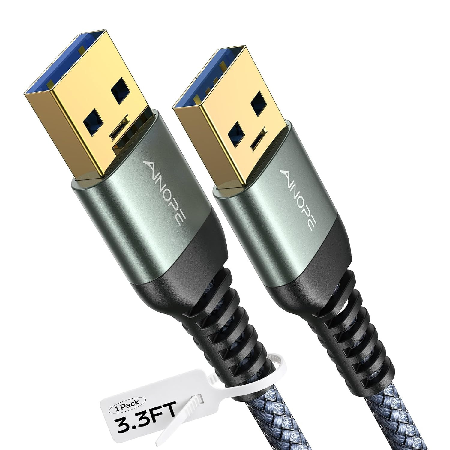 USB to USB Cable, 3.3Ft*1Pack USB 3.0 a to a Male to Male Cable [Never