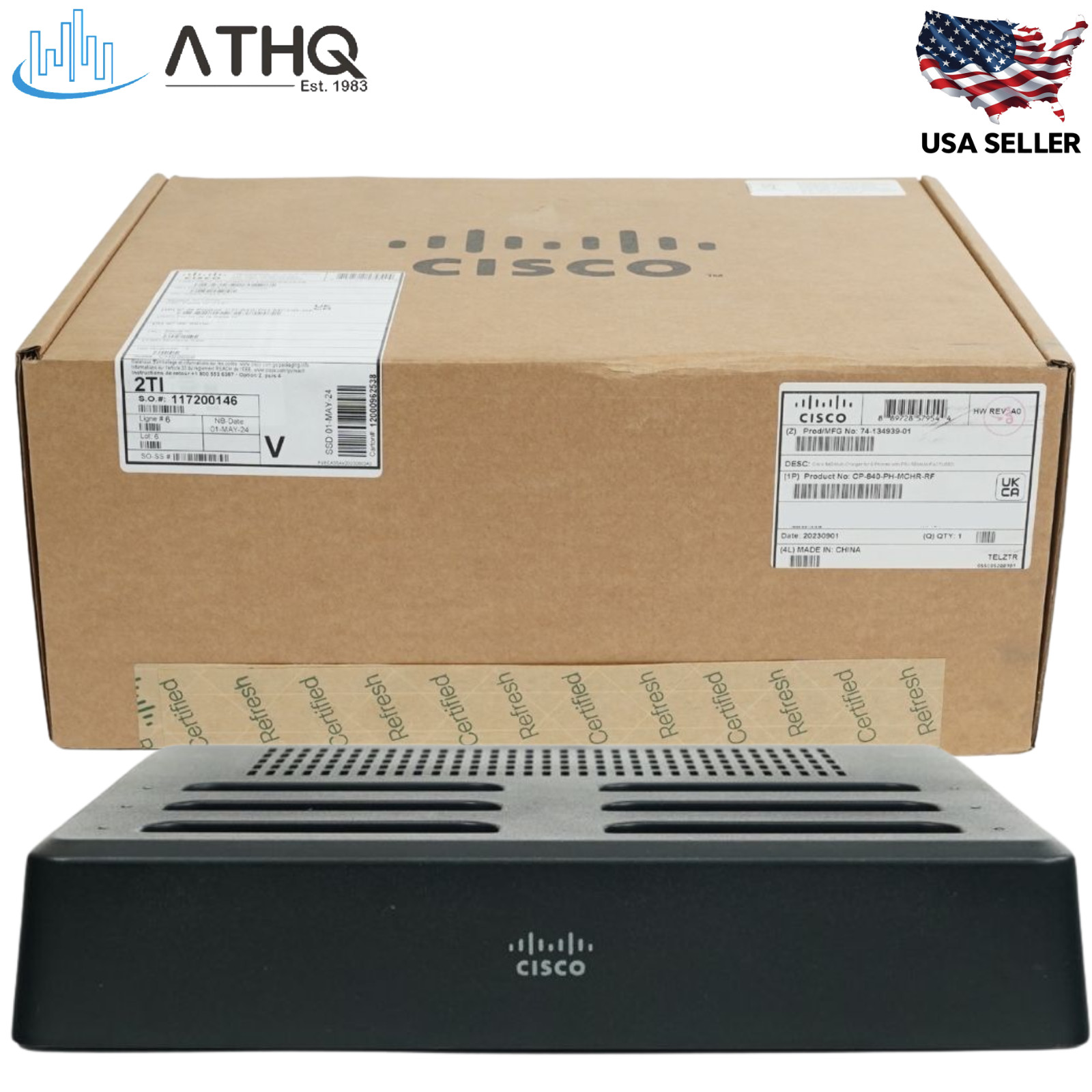 Cisco CP-840-PH-MCHR Multi-Charger Wireless Phone Webex 840 PSU Included Refresh