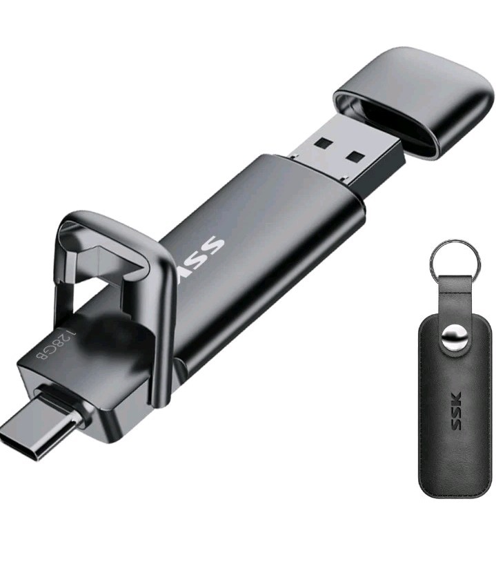 SSK 128GB Dual USB C Flash Drive,2-In-1 Type C+ USB a 3.2 Gen2 Solid State Thumb