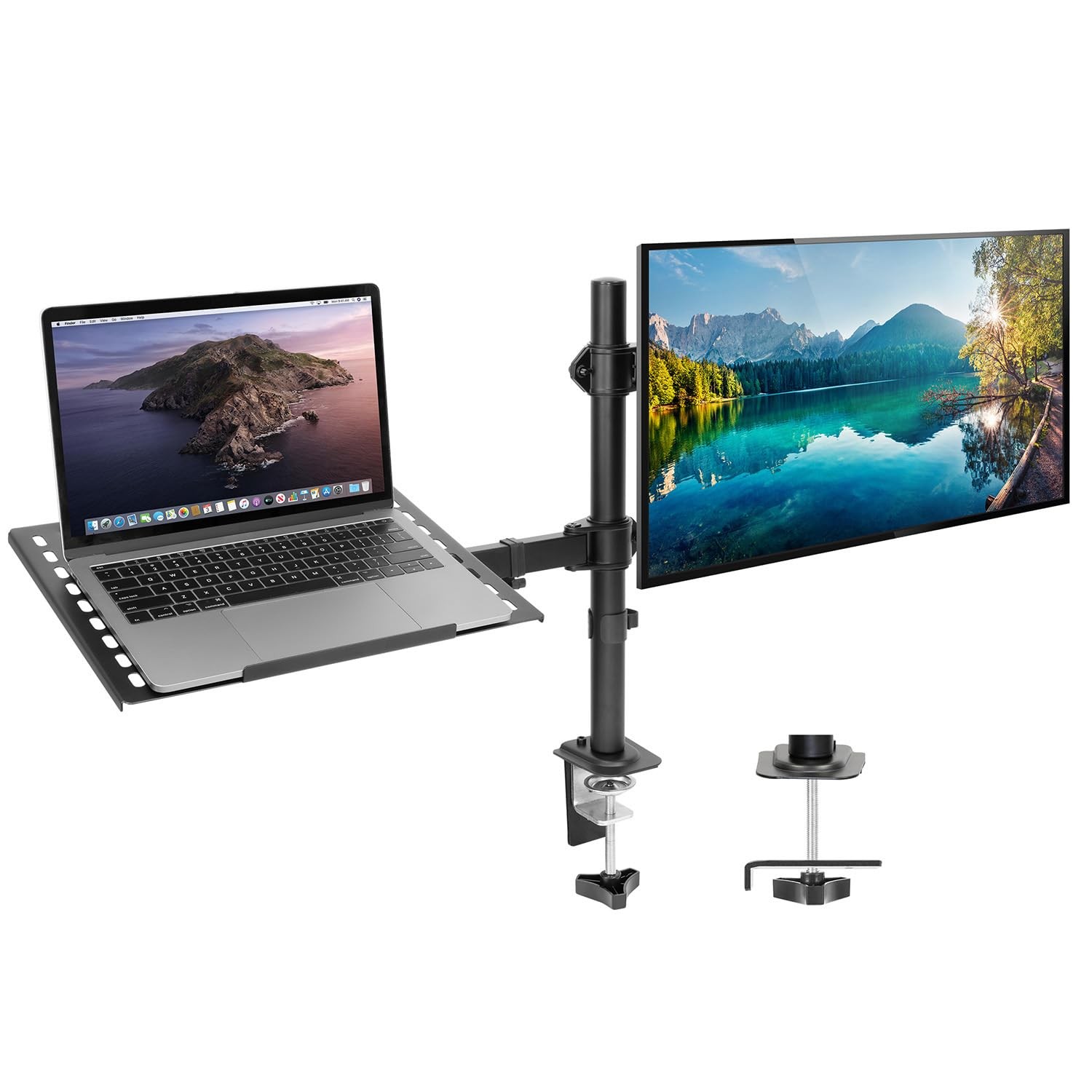 Mount-It Laptop Desk Mount with Monitor Arm, Dual Laptop and Monitor Stand, ...