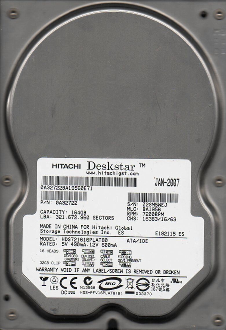 HITACHI Deskstar HDS721616PLAT80 164GB ATA IDE 7200rpm
