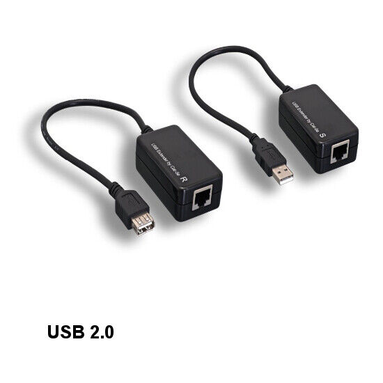 10PCS Black USB Extension Over Ethernet RJ45 Adapter 12Mbps Extend to 200Feet