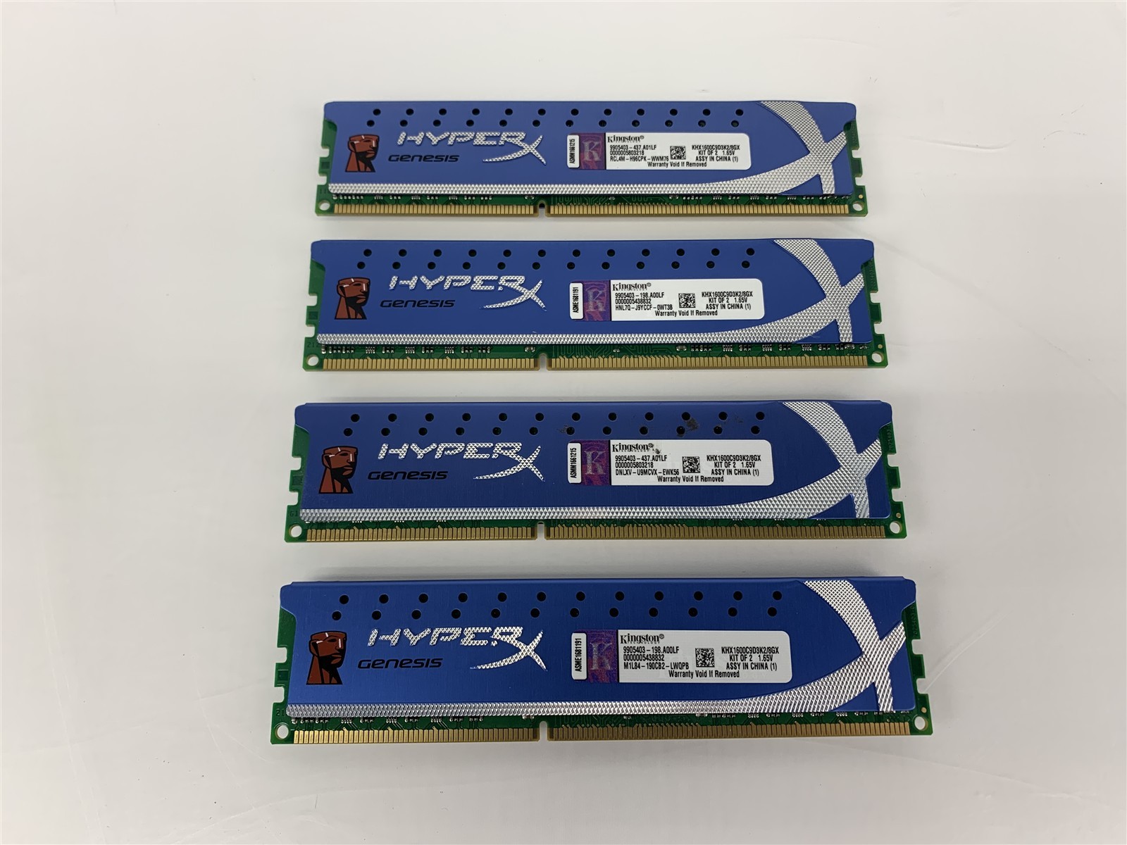 Lot of 4 - Kingston Hyper X Genesis DDR3 KHX1600C9D3K2/8GX 4GB Desktop RAM