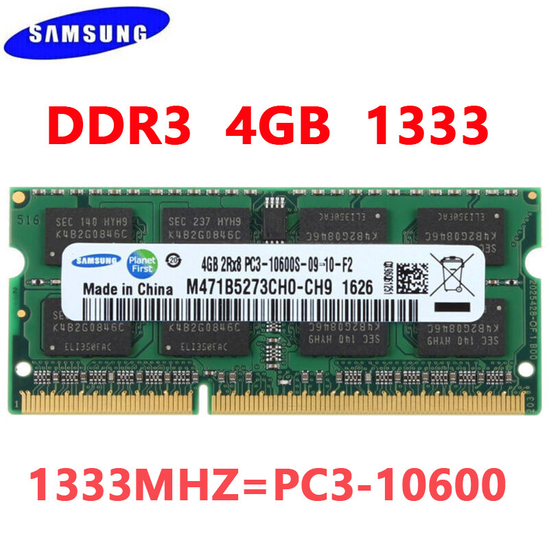 Samsung DDR3 4GB (1x4GB) 1333 MHz PC3-10600 SO-DIMM Laptop Memory 1.35V 204pin