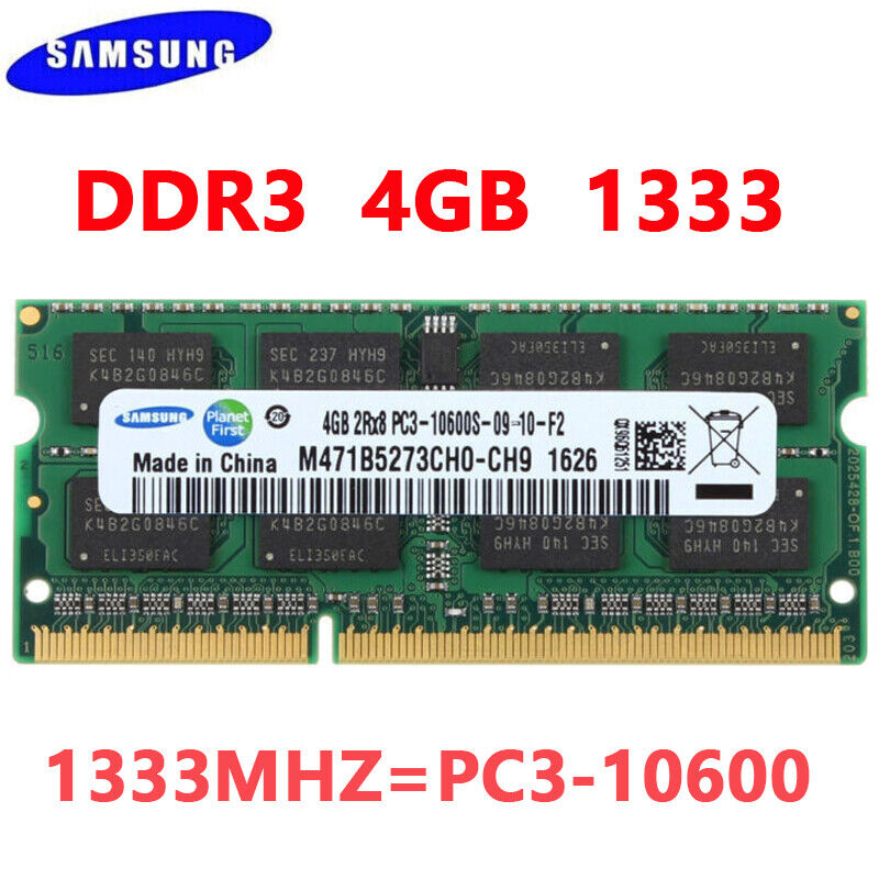 Samsung DDR3 4GB (1x4GB) 1333 MHz PC3-10600S SO-DIMM Laptop Memory 1.5V 204pin