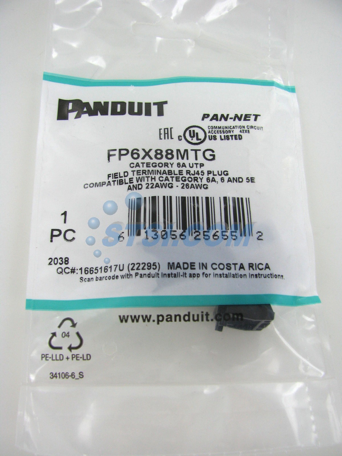 Panduit FP6X88MTG TX6A UTP Cat6a RJ45 Field Terminable Plug, 22-26awg ~STSI