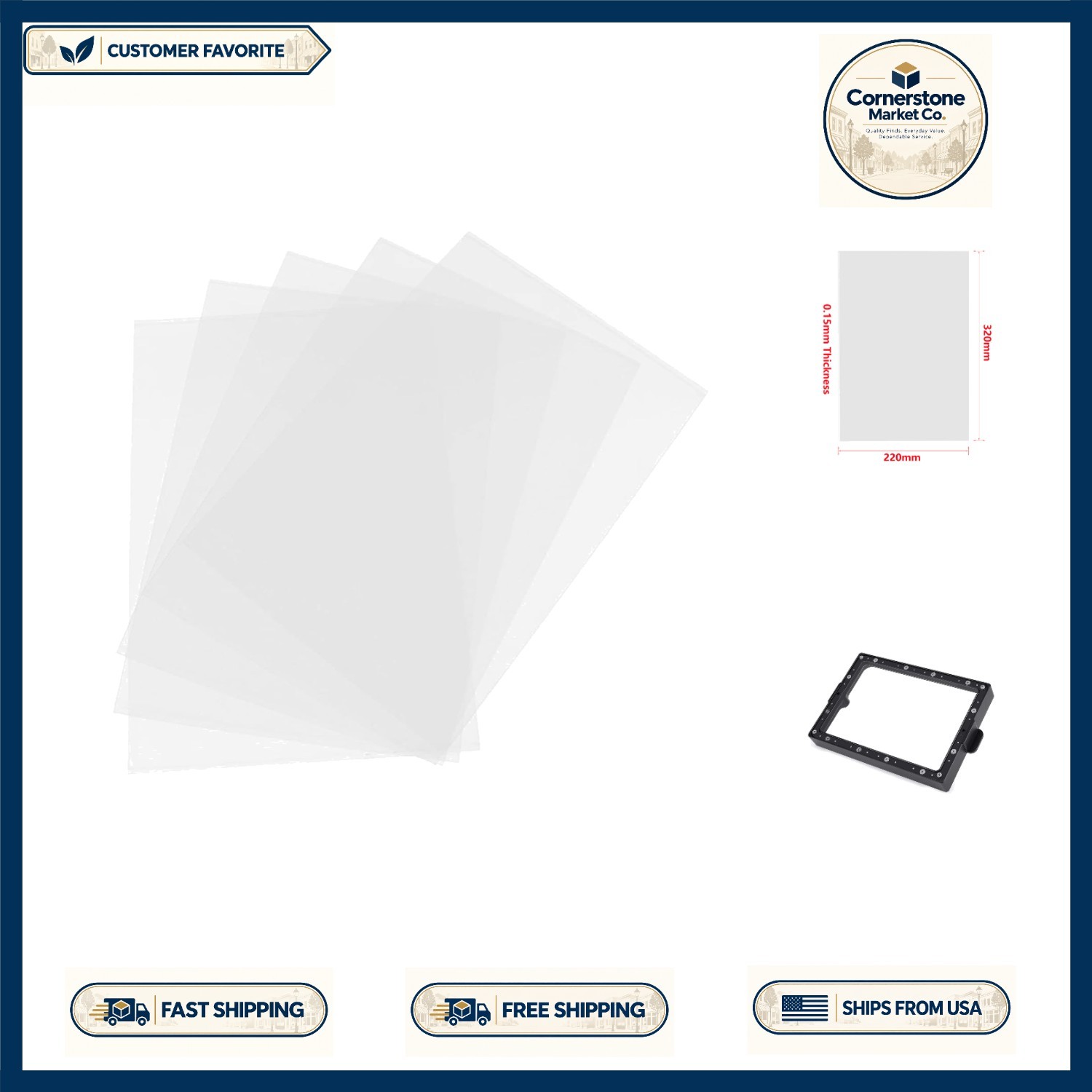 6 PCS of High-Performance FEP Film for ELEGOO & Creality 3D Printers - 320x220mm