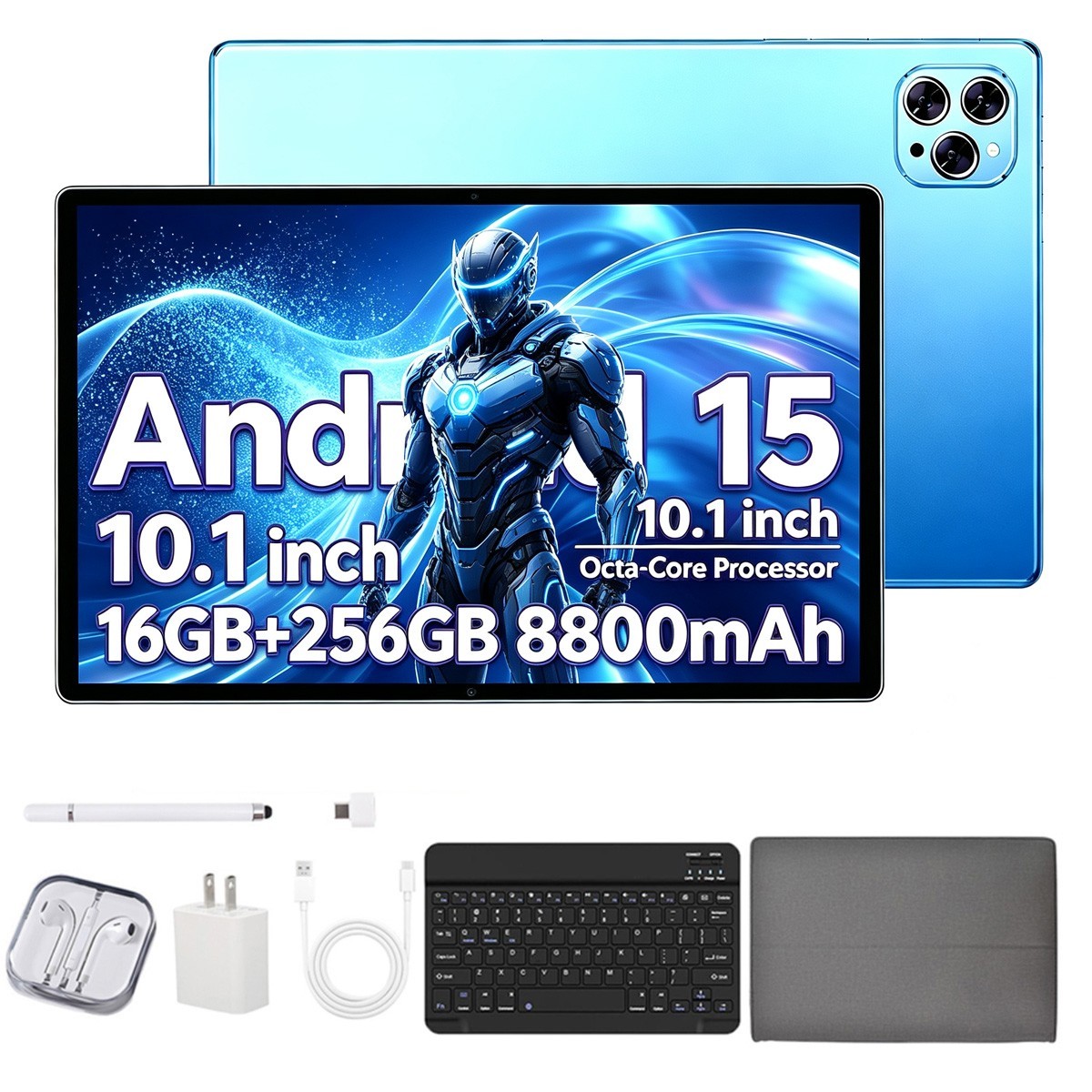 Universal 10.1 inch Tablet-Octa Core 16GB+256GB Android 14 Tablet Set HD Screen