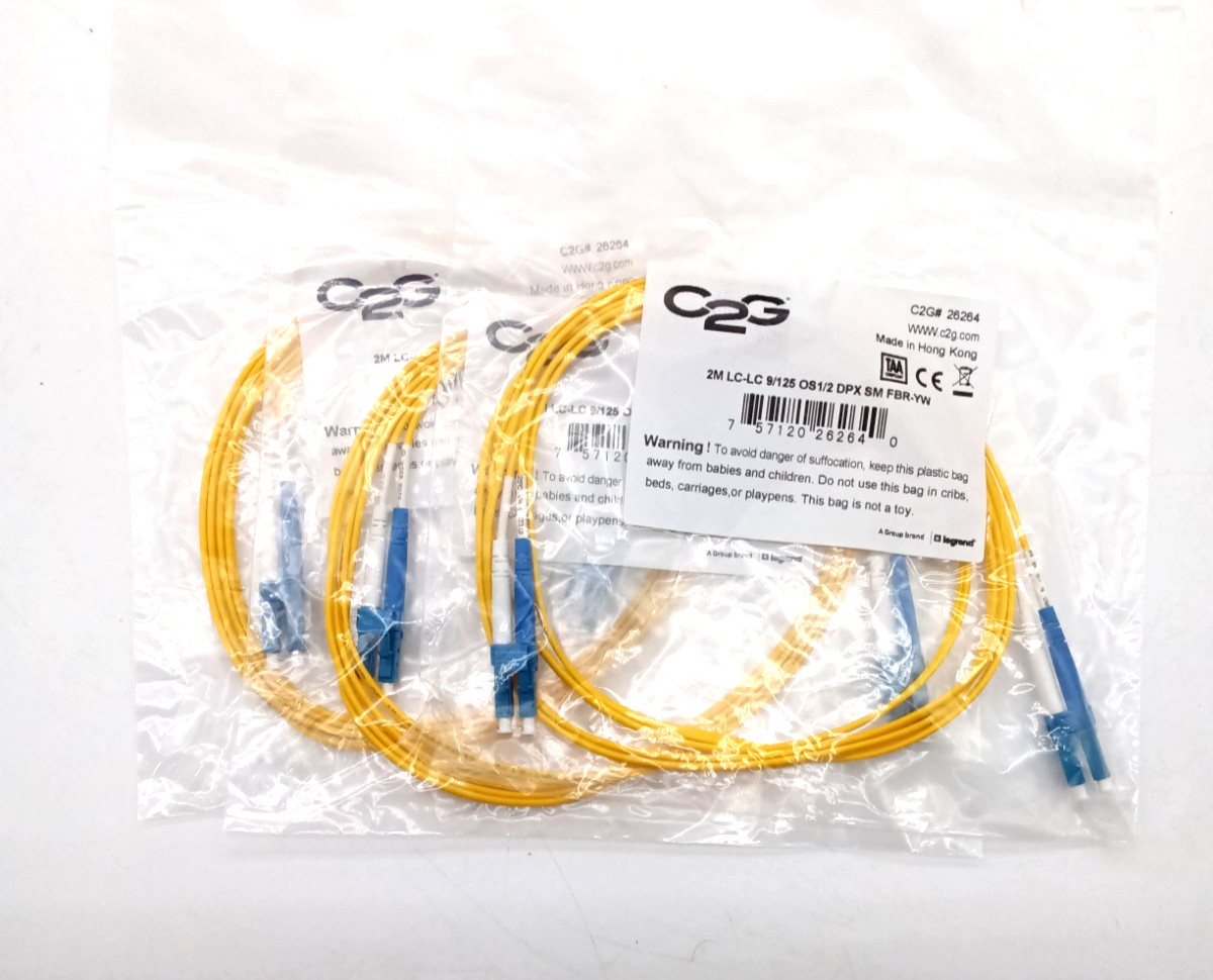 3x Fiber Optic Patch Cable FC  2M LC LC SM DPX C2G 26264