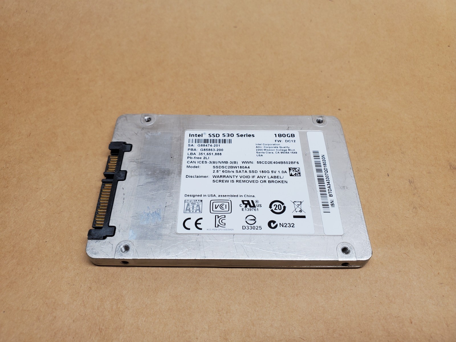 180GB Intel SSD 530 Series SSDSC2BW180A4 2.5" 6Gb/s SATA | Tested