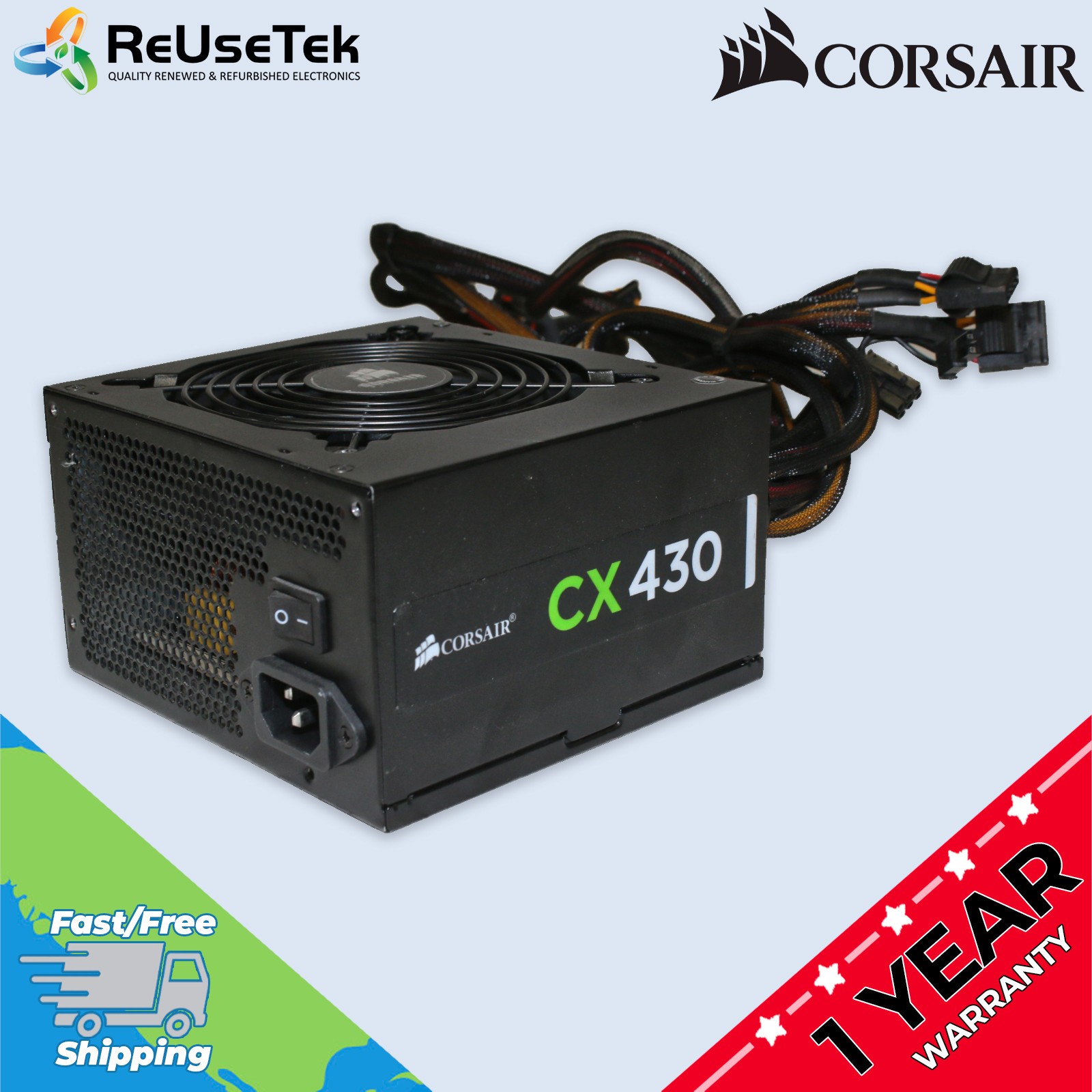 Corsair CX430 430W Power Supply 80 Plus Bronze 120mm Silent Fan Single +12V Rail