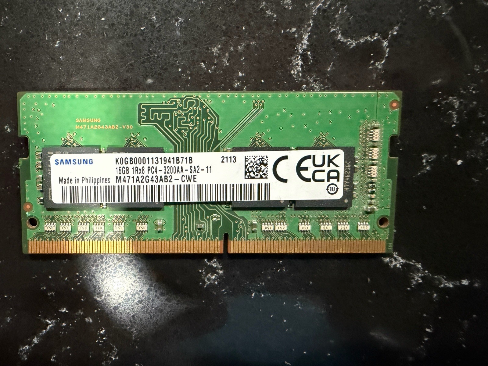 Samsung 16GB DDR4-3200 PC4-3200AA SODIMM Laptop RAM M471A2G43AB2-CWE Tested