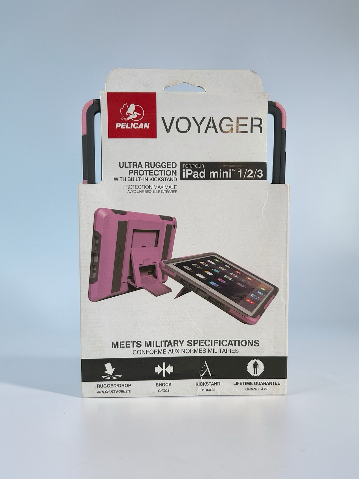 Hard Case Pelican Progear Voyager iPad Mini 1/2/3 w/Kickstand Pink & Gray Cover