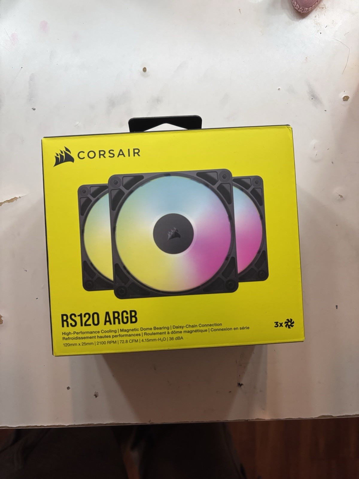 Corsair RS120 ARGB 120mm Magnetic Bearing Case Fan 3-Pack, 4-Pin, Multicolor