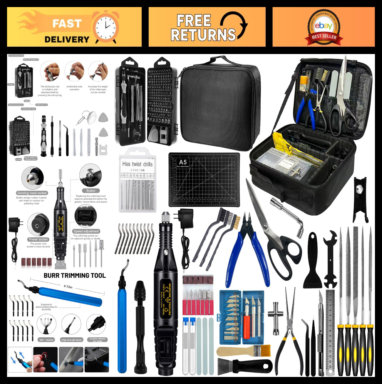 212Pcs 3D Printer Tool Kit & Accessories - Deburring, Cleaning, Precision Tools