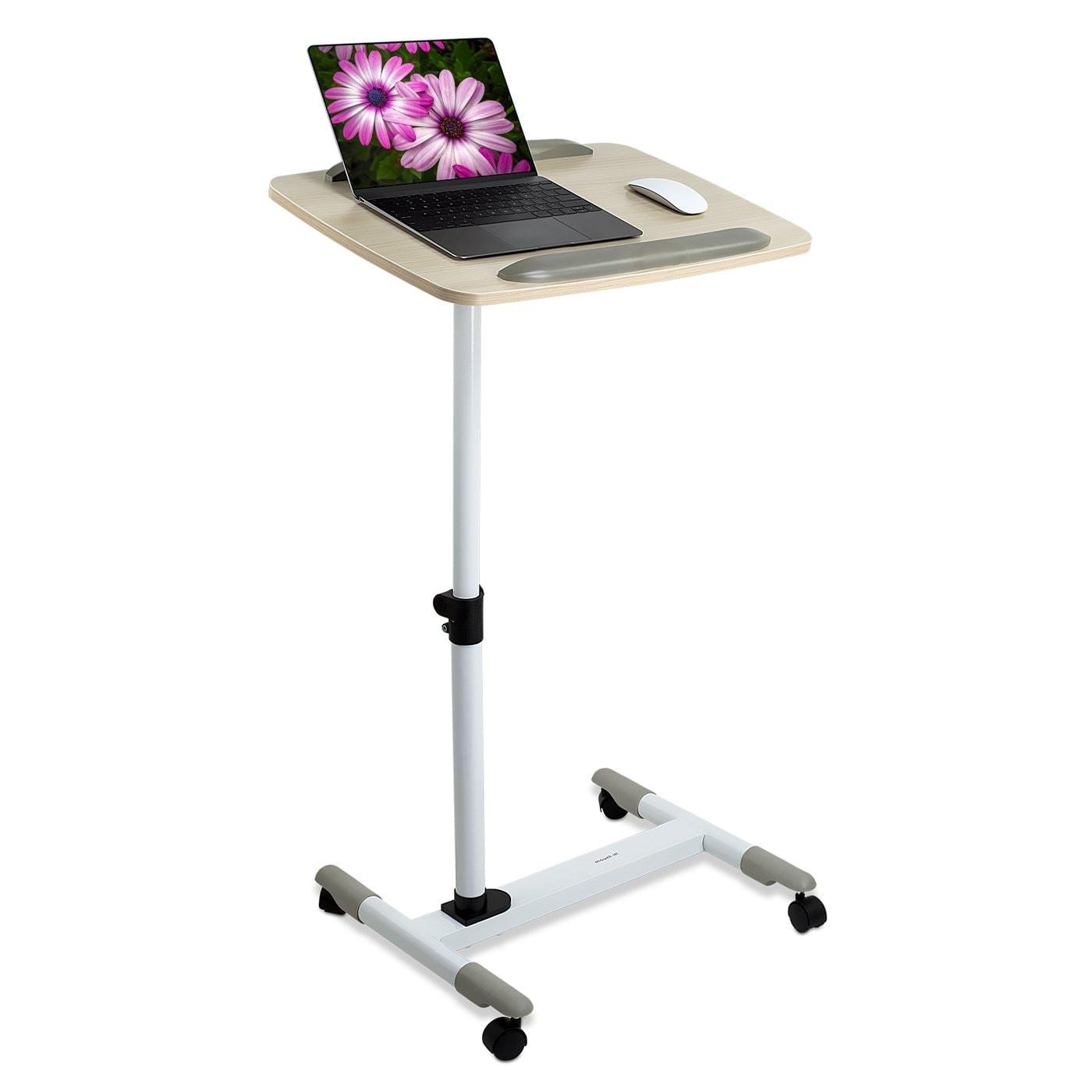 Mount-It Rolling Laptop Cart, Height Adjustable Bedside Tray With Wheels -