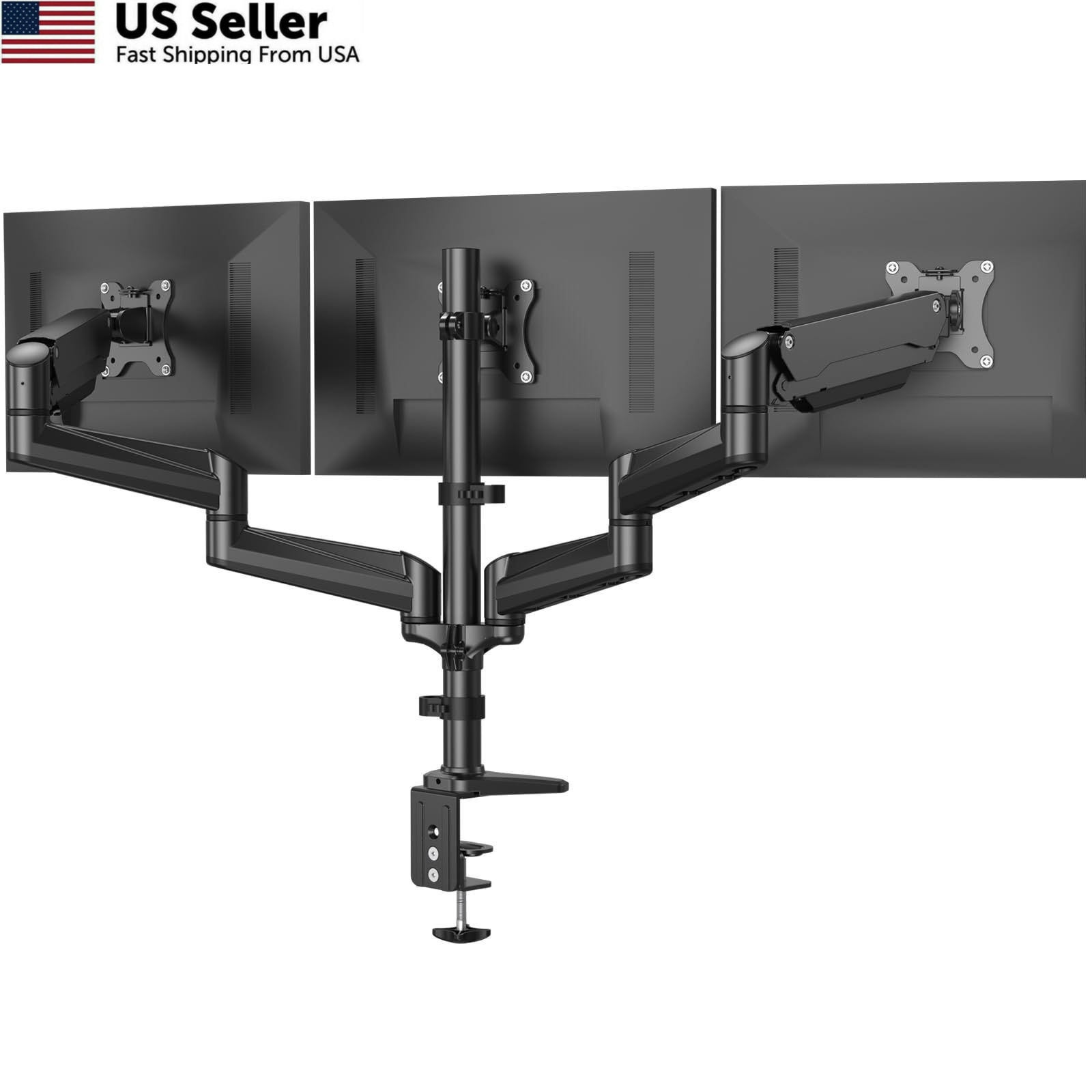 HUANUO Triple Monitor Mount for 17 to 32 inch Screens, 17 32 inch, Black