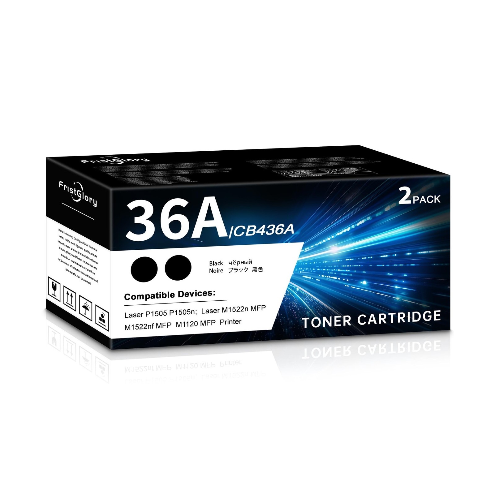 36A CB436A High Yield Toner Cartridge (Black, 2-Pack) Compatible 36A CB436A C...
