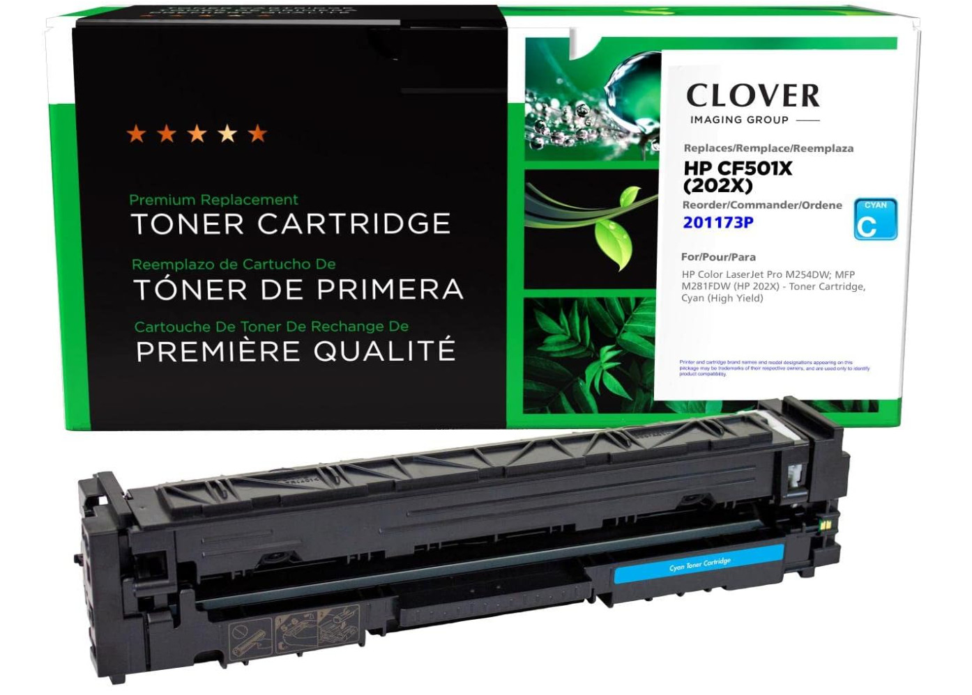 HP CF501X 202X Cyan High Yield Toner Cartridge Replacement Compatible – Clover