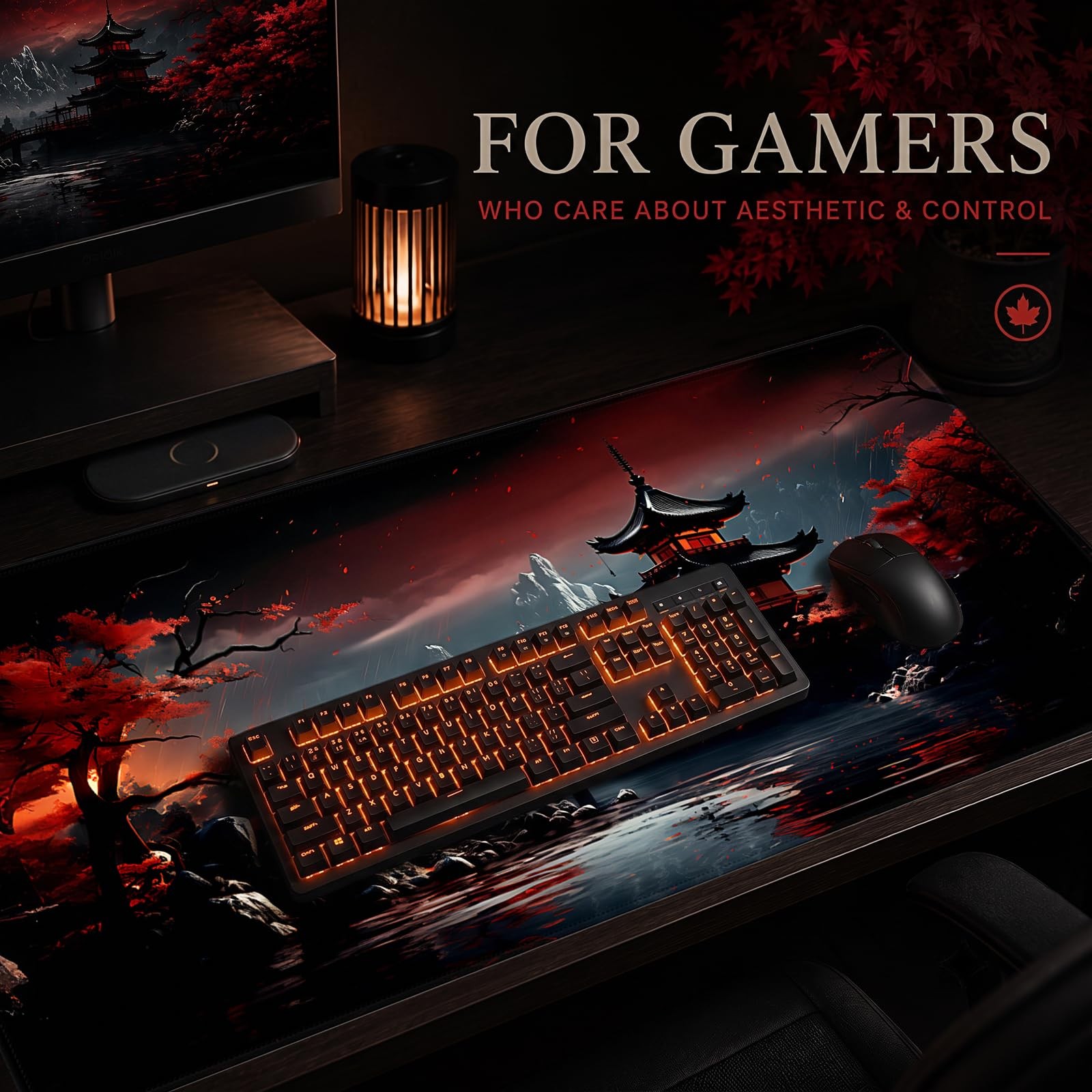 Oriental Gaming Mouse Pad XXL, Large Desk Mat 35.4"x15.7", Non-Slip Waterproo...