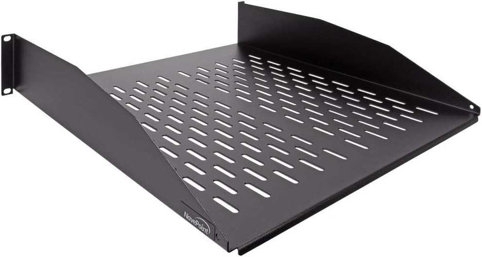 2U 19-Inch Vented Rack Mount Shelf - 18-Inch Deep Server Cabinet for Organizing