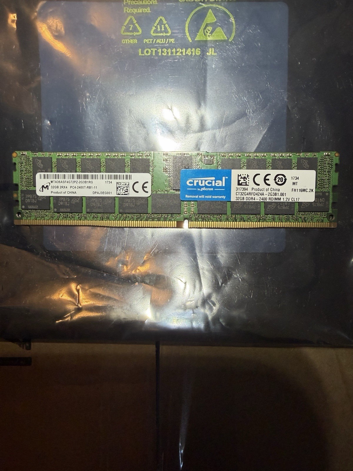 Micron 32GB DDR4 RDIMM RAM |  2RX4 PC4-2400T-RB1-11