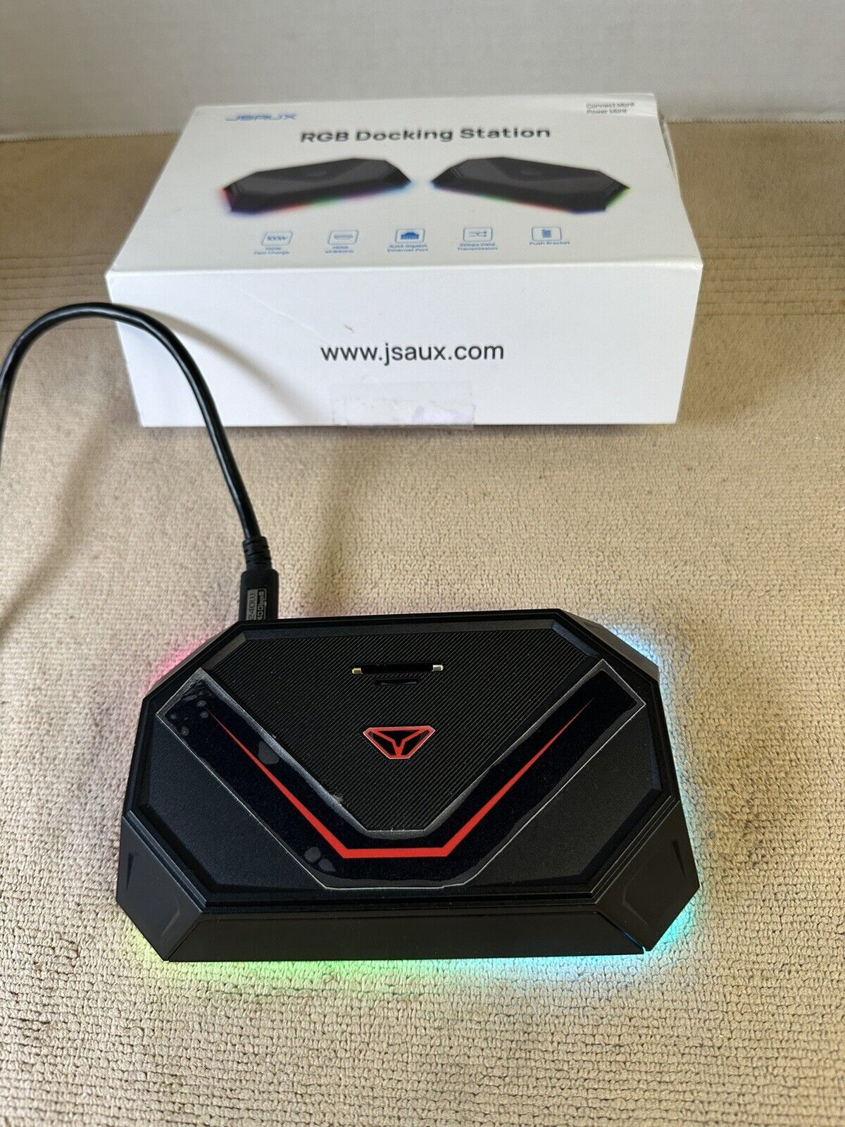 JSAUX HB1201 Black Portable USB Powered 12 Port RGB Docking Station, Non-tested