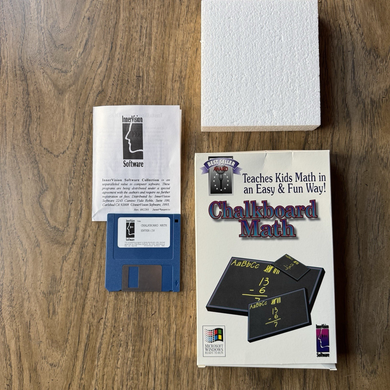Chalkboard Math PC Game InnerVision Windows 3.1 Vintage Kids Math Software CIB