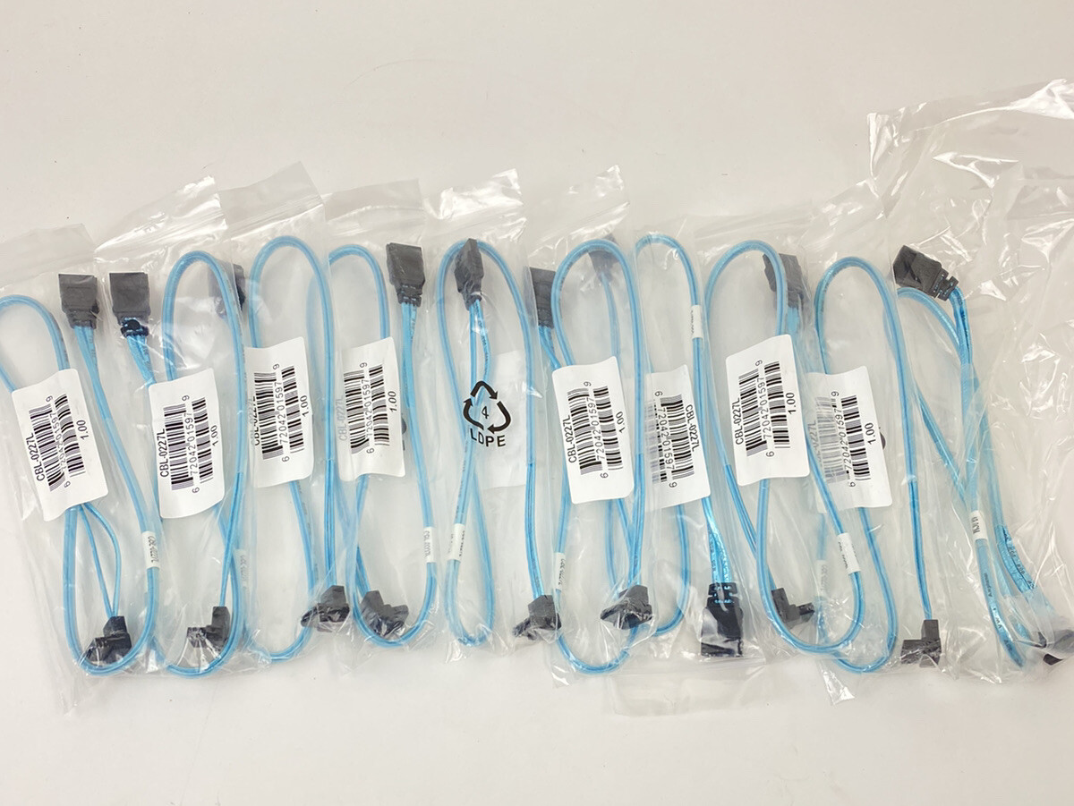 10 SuperMicro CBL-0227L 48cm SATA Round Cable S-RA SAS/ SATA/ NVMe Rt Angle