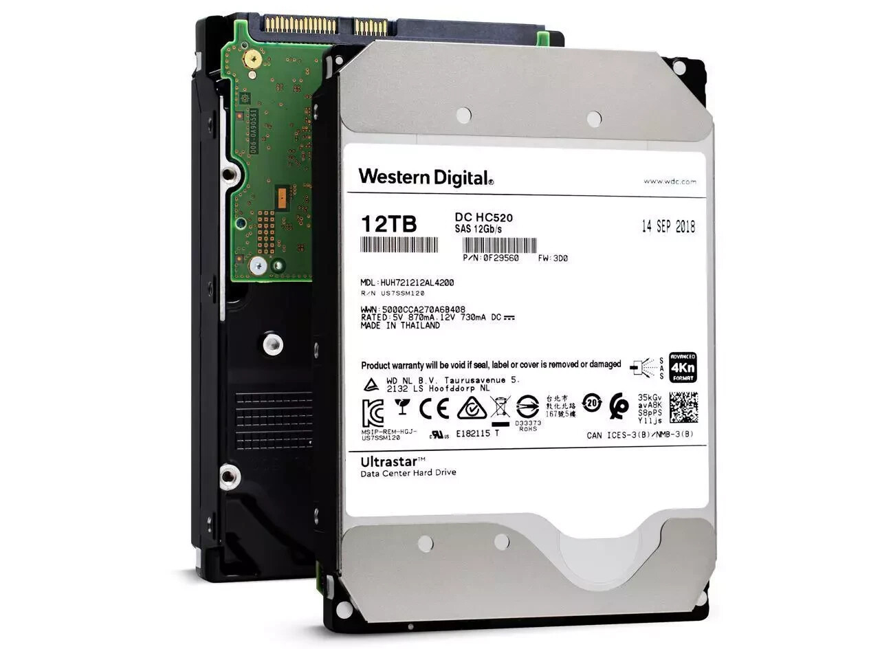 Compatible WD HUH721212AL5200 12tb Hc520 7200 U/Min SAS6.0gb/S 3.5 "Server Drive