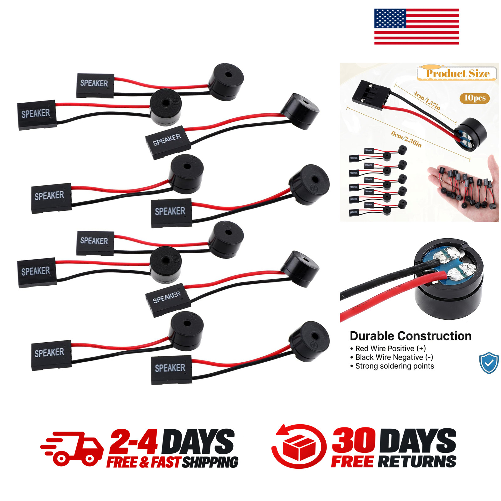 Motherboard Internal Speaker Buzzer 10 Pack PC BIOS Beep Code Diagnostic Tool