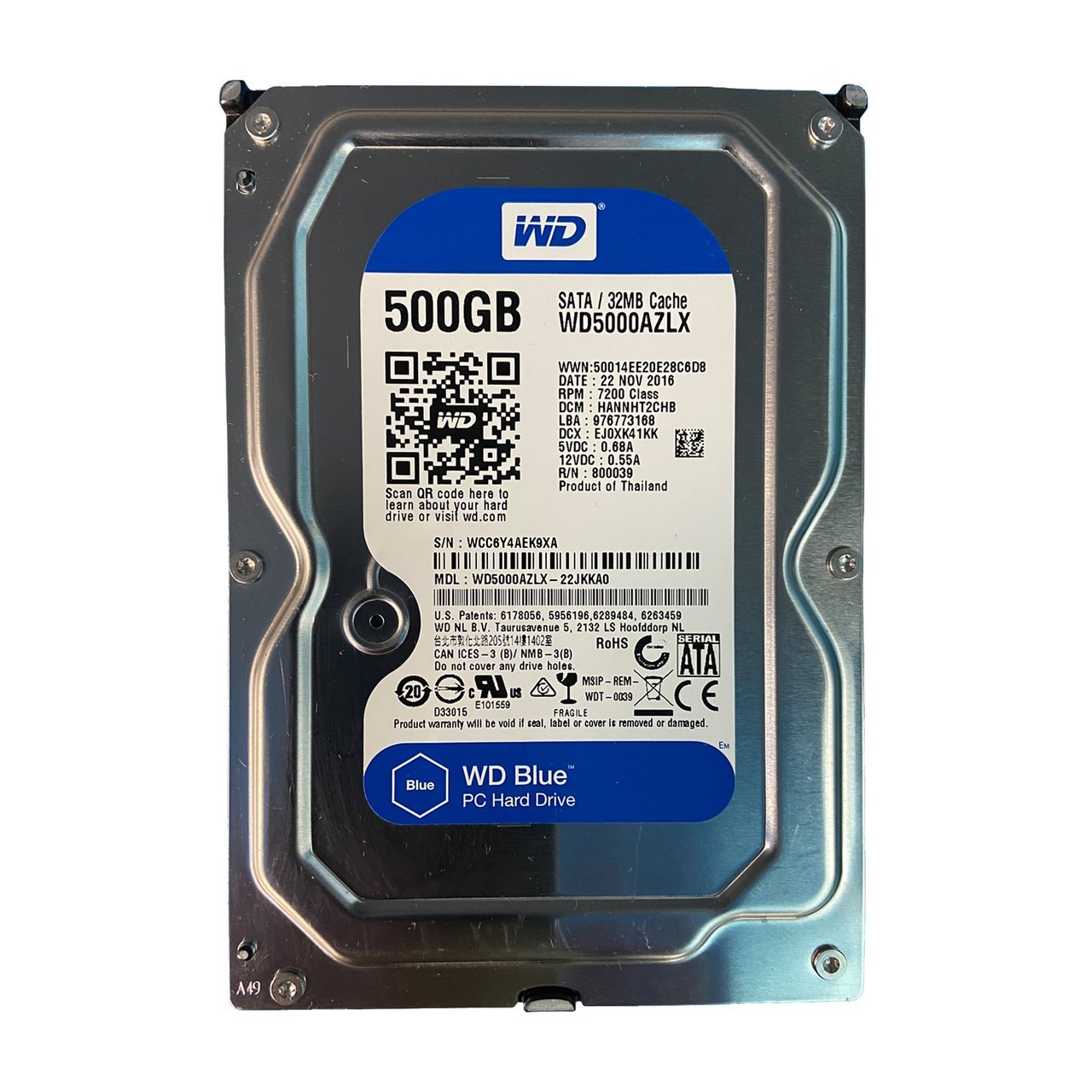 Western Digital WD5000AZLX 500GB 7.2K 6G SATA 3.5" HDD