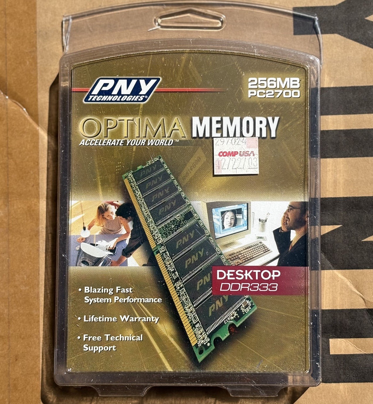 PNY Optima Memory Desktop DDR 333.  256MB DDR  DIMM, N 32 WND PO 123492.4