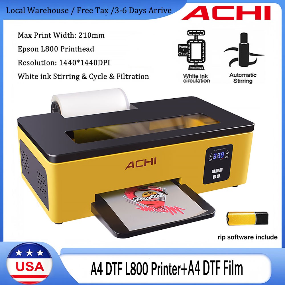 ACHI A4 DTF L800 Printer Direct to Transfer Film For Home DIY T-shirt Printing