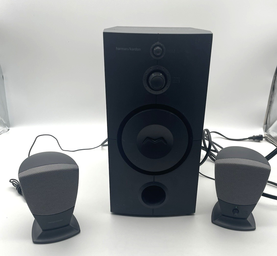 HARMON KARDON HK395 COMPUTER SPEAKERS SYSTEM TWO SPEAKERS & SUBWOOFER VGC